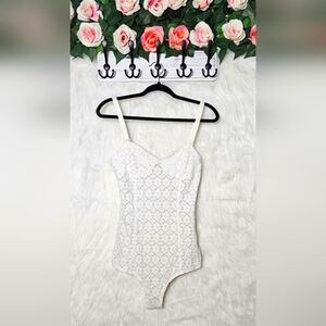 I LOVE H81 Classic White Lace Bodysuit